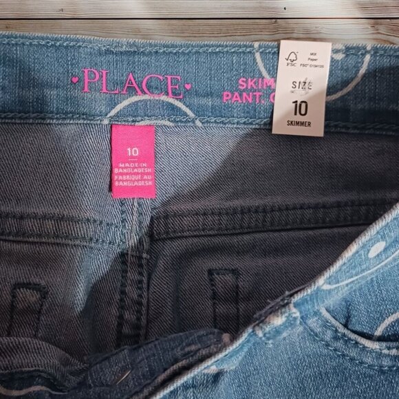 Place Girl Skimmer Denim Shorts  With Smiley Face Design Size 10 blue/wht  color - Picture 5 of 5